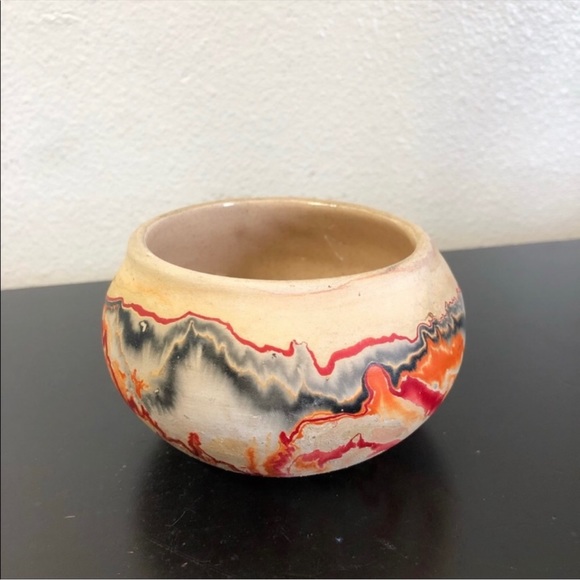 Vintage Nemadji Pottery Red Orange Native American Handmade Pottery - Picture 9 of 11